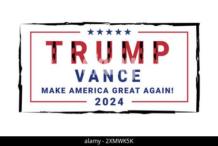 2024 Donald Trump Campaign Emblem, isolato su sfondo bianco Foto Stock