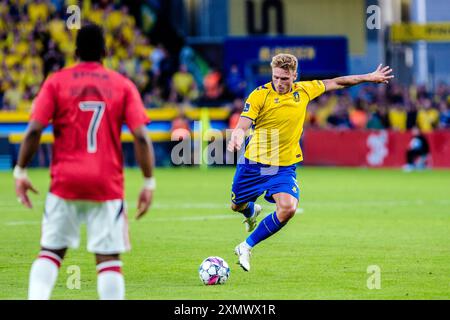 Brondby, Danimarca. 29 luglio 2024. Sebastian Sebulonsen (2) di Broendby SE visto durante il 3F Superliga match tra Broendby IF e Vejle BK al Brondby Stadion. Credito: Gonzales Photo/Alamy Live News Foto Stock