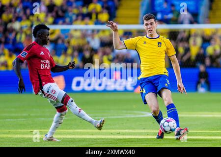 Brondby, Danimarca. 29 luglio 2024. Jacob Rasmussen (4) di Broendby SE visto durante il 3F Superliga match tra Broendby IF e Vejle BK al Brondby Stadion. Credito: Gonzales Photo/Alamy Live News Foto Stock
