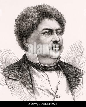 Alexandre Dumas, 1802–1870, alias Alexandre Dumas père. Romanziere e drammaturgo francese. Da Cassell's Illustrated History of England, pubblicato intorno al 1880. Foto Stock