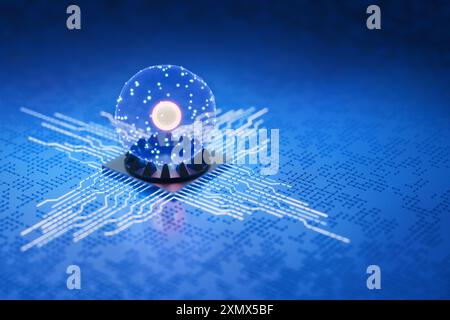 NPU. Formazione di una rete neurale. Concetto di intelligenza artificiale. Formazione sull'intelligenza artificiale. Microprocessore di intelligenza artificiale. Neurochip. Foto Stock