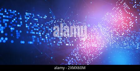 Background dei dati. Banner ampio. Big data. Intelligenza artificiale. Intelligenza artificiale. Sfondo della struttura della rete. Tecnologia Blockchain. Macchina Foto Stock