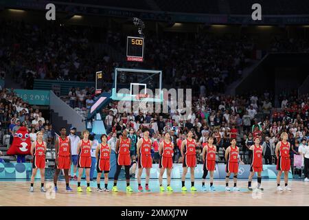 Parigi, Francia. 29 luglio 2024. Squadra del Giappone, Basket, Women&#39;S fase gruppo - gruppo C tra Stati Uniti e Giappone durante i Giochi Olimpici di Parigi 2024 il 29 luglio 2024 allo stadio Pierre Mauroy di Villeneuve-d&#39;Ascq vicino a Lille, Francia Credit: Independent Photo Agency/Alamy Live News Foto Stock