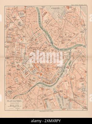 Mappa della città d'epoca. Piano della città di Vienna [Vienna], Joseph Meyer, 1893 Foto Stock