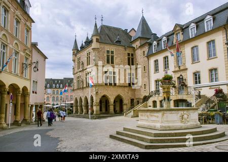 Municipio e palazzo del tribunale di Denzelt, Lussemburgo, Echternach Foto Stock