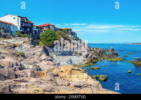 Rovine del monastero di Sant'Apostoli a capo Skamni a Sozopol sulla costa del Mar Nero in Bulgaria Foto Stock