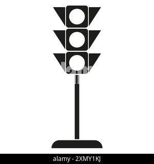 Icona semaforo. Segnale stradale nero. Simbolo della via vettoriale. Semplice segnale stradale. Illustrazione Vettoriale