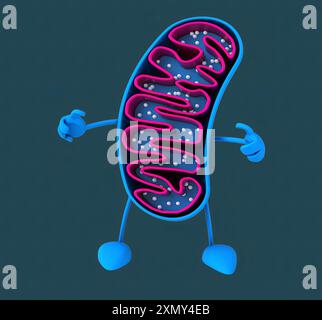 Divertente cartoni animati 3D mitocondri Foto Stock