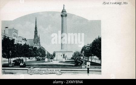 Mount Vernon Place e il monumento a Washington, Baltimora Foto Stock