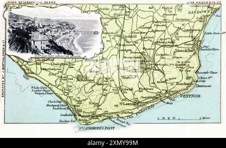 Mappa della sezione meridionale dell'Isola di Wight, Hampshire Foto Stock