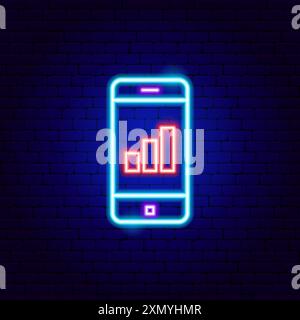 Segnale neon statistiche mobili Illustrazione Vettoriale