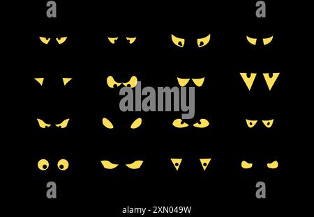 Set di icone occhi spaventosi. Collezione di elementi di design per Halloween. Occhi mostro isolati e spettrali. Illustrazione Vettoriale