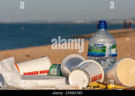 Brighton, 29 luglio 2024: Cucciolata sulla spiaggia di Brighton la mattina dopo uno dei giorni più caldi e frequentati dell'anno Foto Stock