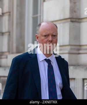 Londra, Regno Unito. 30 luglio 2024. Il professor Sir Chris Whitty ha visto fuori dall'ufficio del gabinetto Whitehall credito: Richard Lincoln/Alamy Live News Foto Stock