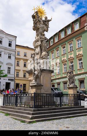 Brno, Repubblica Ceca. 24 giugno 2024. Vista della colonna della Santissima trinità Foto Stock