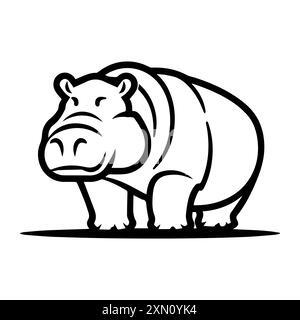 Icona di Ippopotamo o simbolo di linea moderna. Grafica a linee vettoriali e design a icone con un contorno audace. Simbolo minimalista Pixel Perfect in bianco e nero isolato Illustrazione Vettoriale