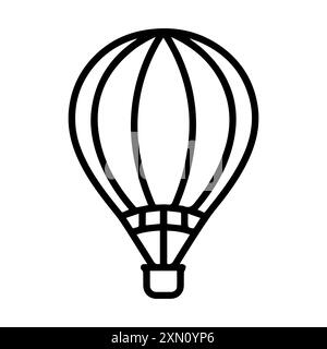 icona della mongolfiera o simbolo della linea moderna. Grafica a linee vettoriali e design a icone con un contorno audace. Bianco e nero Pixel Perfect simbolo minimalista isola Illustrazione Vettoriale