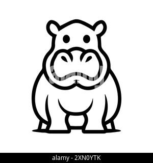 Icona di Ippopotamo o simbolo di linea moderna. Grafica a linee vettoriali e design a icone con un contorno audace. Simbolo minimalista Pixel Perfect in bianco e nero isolato Illustrazione Vettoriale
