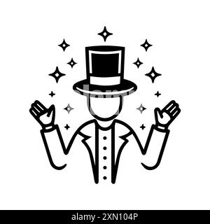 Icona mago o simbolo di linea moderna. Grafica a linee vettoriali e design a icone con un contorno audace. Simbolo minimalista Pixel Perfect in bianco e nero isolato Illustrazione Vettoriale