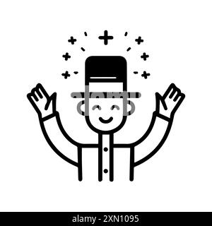 Icona mago o simbolo di linea moderna. Grafica a linee vettoriali e design a icone con un contorno audace. Simbolo minimalista Pixel Perfect in bianco e nero isolato Illustrazione Vettoriale