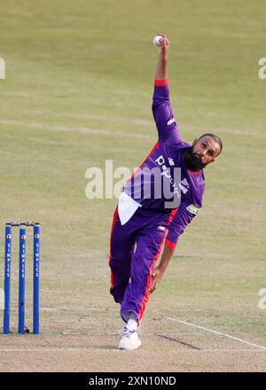 Adil Rashid dei Northern Superchargers durante la partita dei cento uomini a Headingly, Leeds. Data foto: Martedì 30 luglio 2024. Foto Stock