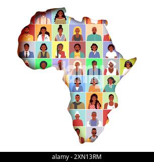 Uomo e donna ritraggono la comunità afro sul continente africano Illustrazione Vettoriale