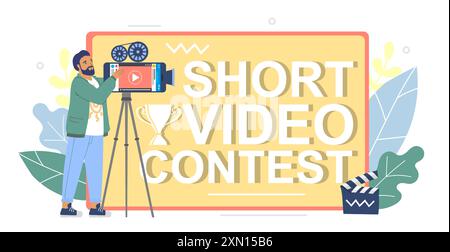 Illustrazione vettoriale del concorso video breve del telefono cellulare Illustrazione Vettoriale