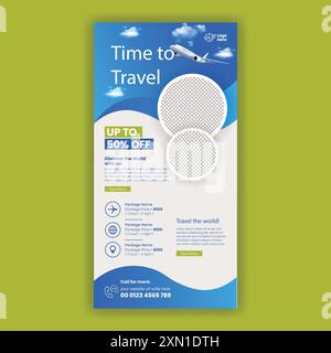 Newsletter via e-mail per viaggi modello modificabile per e-mail del tour, landing page del sito Web, poster di viaggio verticale o banner avvolgibile, Illustrazione Vettoriale