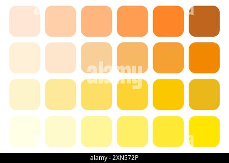 Tavolozza giallo e arancione. Varie tonalità. Quadrati gradiente. Grafica vettoriale. Illustrazione Vettoriale