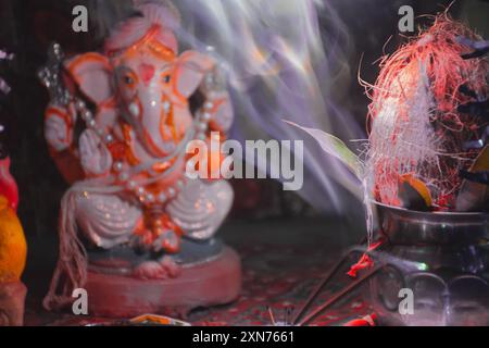 Lord Ganesha , Ganesha Festival , Lord Ganesha su sfondo colorato Foto Stock