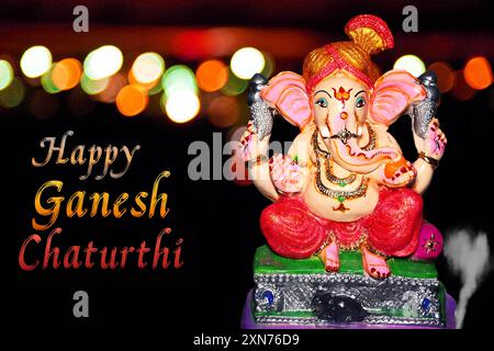 Lord Ganesha , Ganesha Festival , Lord Ganesha su sfondo colorato Foto Stock