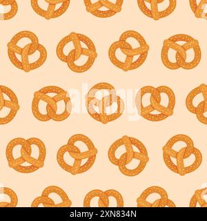 Pretzel bavarese senza cuciture. Bakground ripetitivo Bretzel. Illustrazione vettoriale Illustrazione Vettoriale