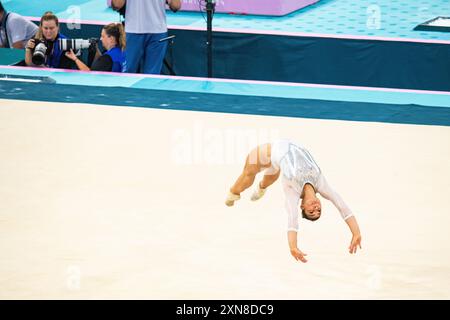 Manila Esposito (ITA), ginnastica artistica, Women&#39;S Team Final durante i Giochi Olimpici di Parigi 2024 il 30 luglio 2024 alla Bercy Arena di Parigi, Francia Foto Stock