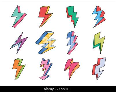 Set luci colorate retrò Illustrazione Vettoriale