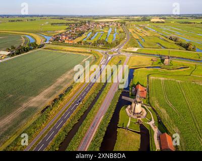 Vista aerea sui mulini a vento di Schermerhorn nei Paesi Bassi Foto Stock