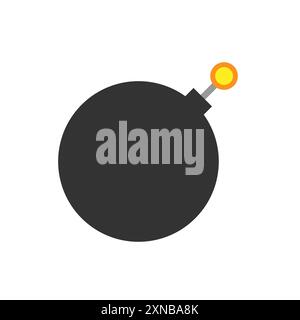 Icona bomba nera. Forma vettoriale semplicistica. Dettagli fusibile acceso. Illustrazione del concetto esplosivo. Illustrazione Vettoriale