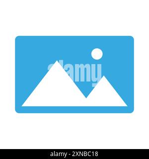 Icona della foto in orizzontale. Simbolo immagine blu. Semplice illustrazione vettoriale. Design minimalista. Illustrazione Vettoriale