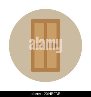 Icona della porta. Porta in legno marrone. Illustrazione vettoriale piatta. Illustrazione Vettoriale