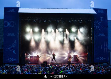 Fredrikstad, Norvegia. 26 luglio 2024. La rock band norvegese alternativa Seigmen esegue un concerto dal vivo durante il festival norvegese Maanefestivalen 2024 a Fredrikstad. Foto Stock