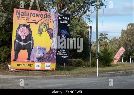 L'East Coast Nature World è il parco ecologico e faunistico della Tasmania a Bicheno, sulla costa orientale della Tasmania, sulla Tasman Highway a Tasm Foto Stock