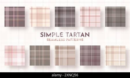 10 semplici motivi tartan senza cuciture Illustrazione Vettoriale