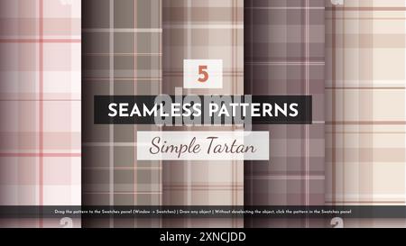 10 semplici motivi tartan senza cuciture Illustrazione Vettoriale
