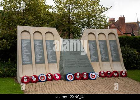RAF / Dambusters Memorial a Woodhall Spa, Lincolnshire, per commemorare i membri del 617 Squadron che persero la vita nella seconda guerra mondiale. Foto Stock
