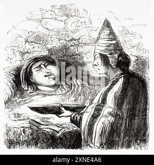 Un uomo malato e il suo medico, Perù, Sud America. Viaggia attraverso il Sud America dall'Oceano Pacifico all'Oceano Atlantico, 1848-1960 di Paul Marcoy (1815 - 1887) prima tappa, da Islay ad Arequipa, Perù. Le Tour du Monde 1862 Foto Stock