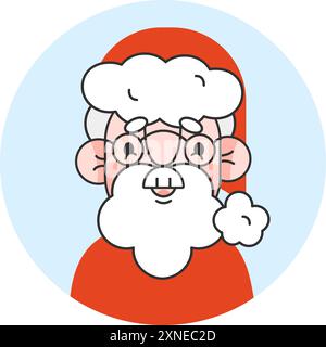 Babbo Natale affronta un avatar emozionale. Ritratto della testa di San Nicola isolato su sfondo trasparente. Emblema di Babbo Natale. Vector 10 EPS. Illustrazione Vettoriale
