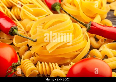 dettagli primo piano del mix di pasta Foto Stock