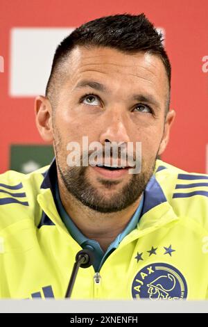 BACKA TAREZZA, 31-07-2024, TSC Arena, football, UEFA Europa League Q2, stagione 2024 / 2025, conferenza stampa Ajax, allenatore dell'Ajax Francesco Farioli Foto Stock