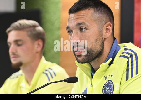 BACKA TAREZZA, 31-07-2024, TSC Arena, football, UEFA Europa League Q2, stagione 2024 / 2025, conferenza stampa Ajax, allenatore dell'Ajax Francesco Farioli Foto Stock