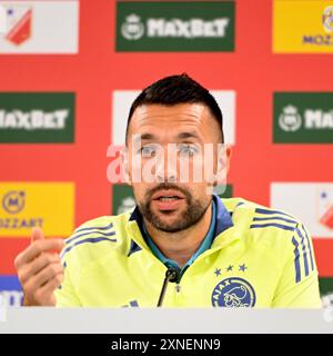 BACKA TAREZZA, 31-07-2024, TSC Arena, football, UEFA Europa League Q2, stagione 2024 / 2025, conferenza stampa Ajax, allenatore dell'Ajax Francesco Farioli Foto Stock