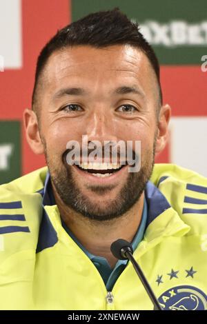 BACKA TAREZZA, 31-07-2024, TSC Arena, football, UEFA Europa League Q2, stagione 2024 / 2025, conferenza stampa Ajax, allenatore dell'Ajax Francesco Farioli Foto Stock